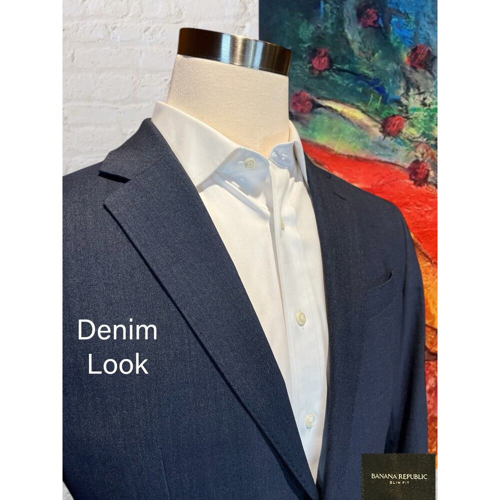 Banana Republic 40L 36x31 Slim Fit Blue Denim Look Unstructured Performance - Picture 8 of 16